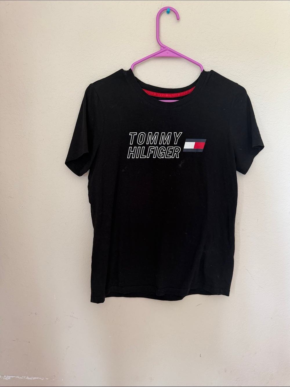 Tommy Hilfiger Black Tee with Signature Flag